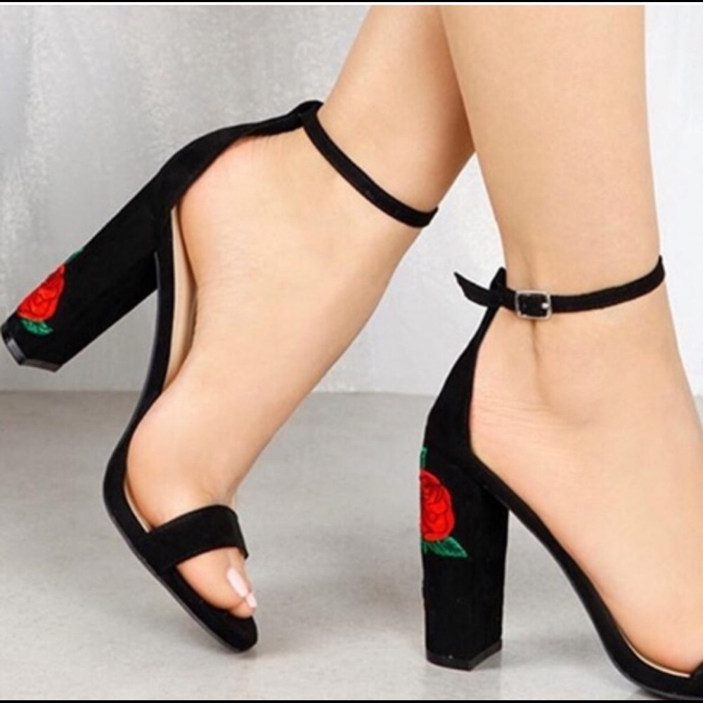Kenneth Cole Embroidered Block Heels - Picture 3 of 9
